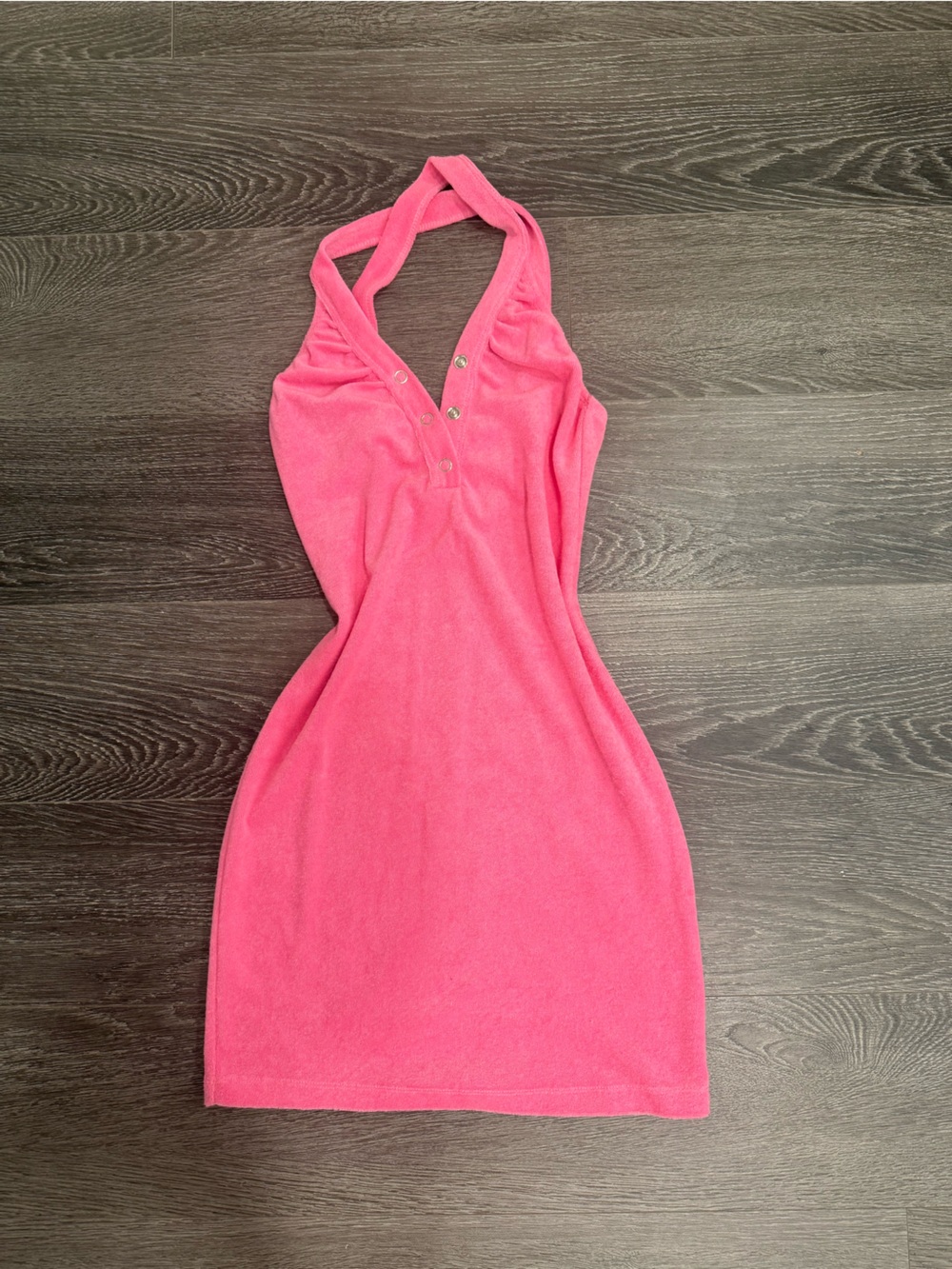 Fashion Nova Pink Terry Halter Mini Dress
